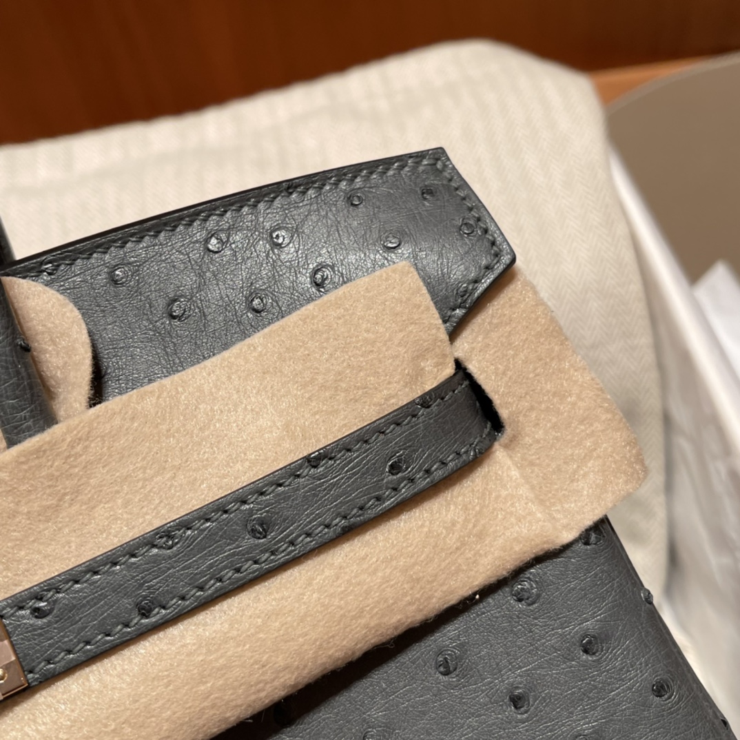 에르메스 버킨백25 그레이 로즈골드 타조가죽